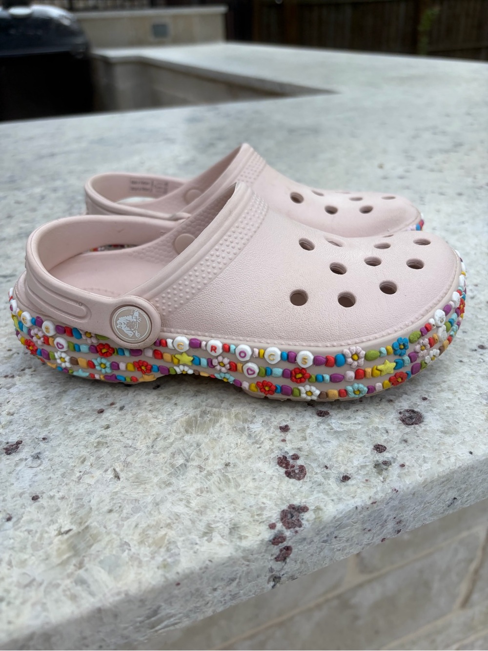 Size 13 crocs friendship bracelet Shoes with Colorful Bead Trim